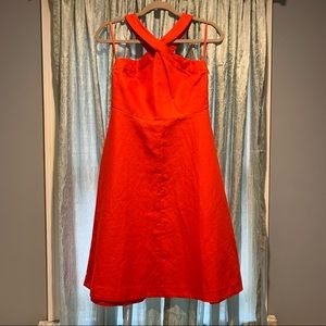 Ann Taylor Crisscross Orange Midi Dress